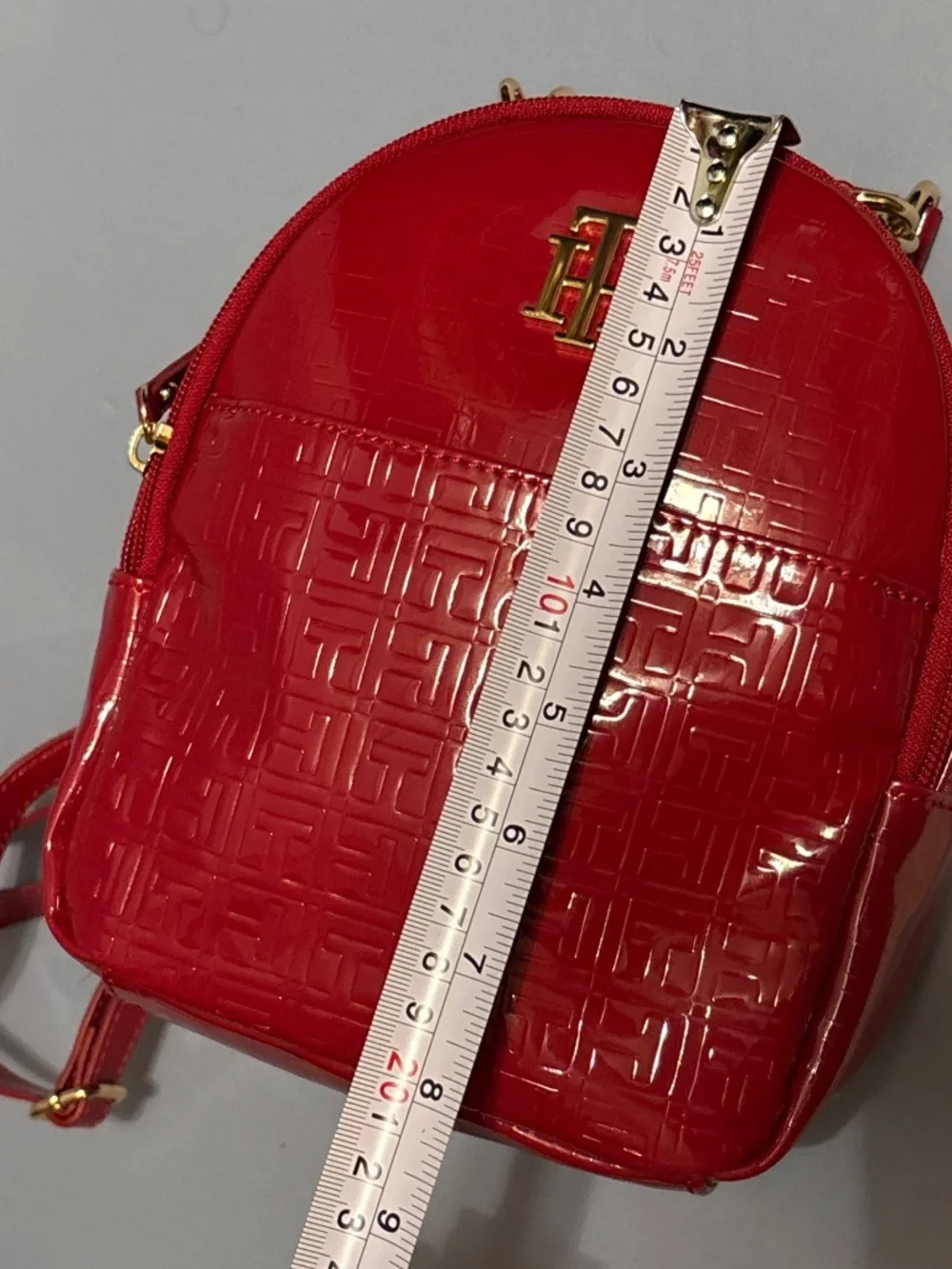Tommy Hilfiger Red Small Backpack Multi Zipper